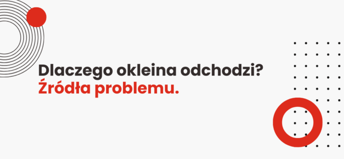 Grafika z napisem Dlaczego okleina odchodzi - wilgoć i temperatura jako źródła problemu z frontami